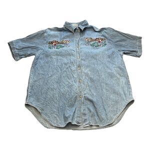 VTG Bobbie Brooks Denim Embroidered Shirt Teddy Bears Women’s Size Large